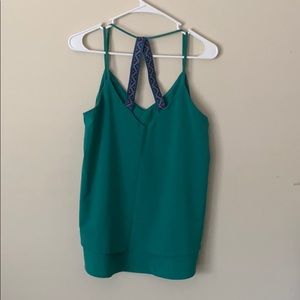 Teal cami top with decorative back straps